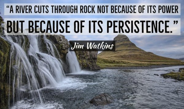 A river cuts through rock not because of its power but because of its PERSISTENCE