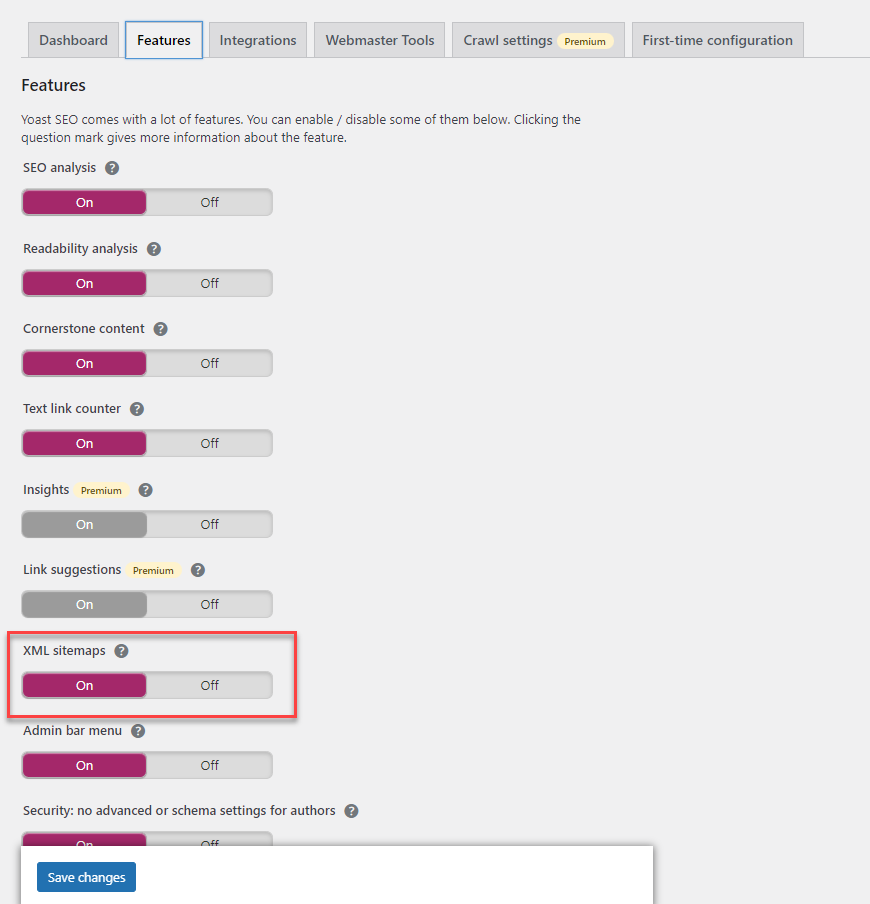 yoast seo xml sitemap