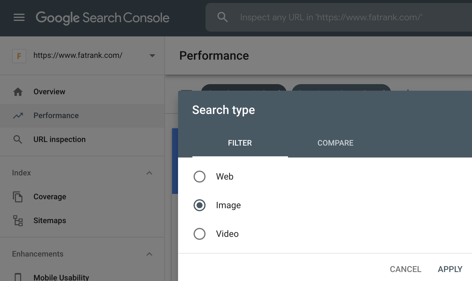 Image Filter On Google Search Console