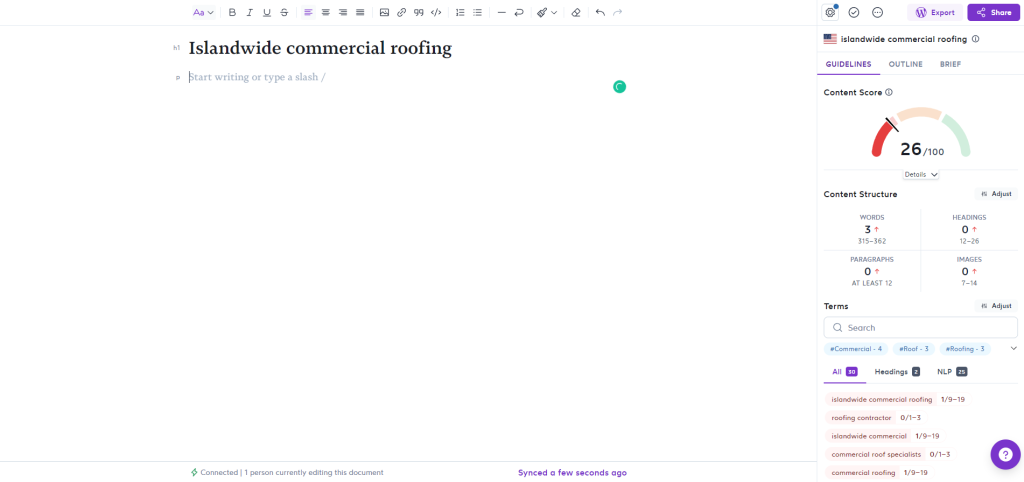 surfer seo content editor for "islandwide commercial roofing"islandwide commercial roofing"