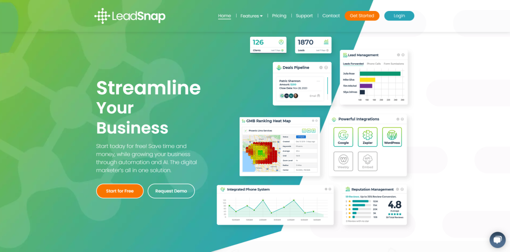 leadsnap homepage