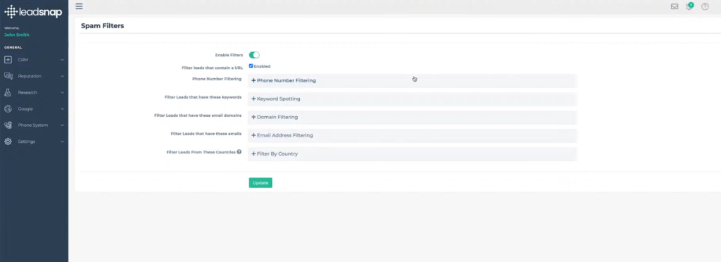 leadsnap spam filters