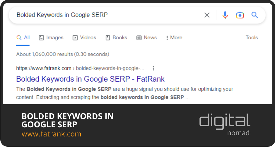 Bolded Keywords in Google SERP